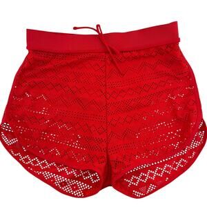 Red Laser Cut Swim Shorts Bikini Bottom 0XL